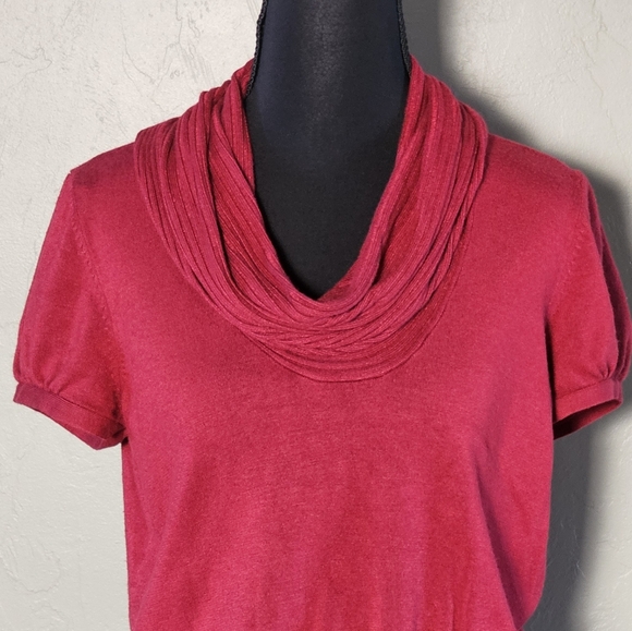 [EXPRESS] Red Cowl Neckline Short Sleeve Sweater 《L》 - Picture 3 of 16